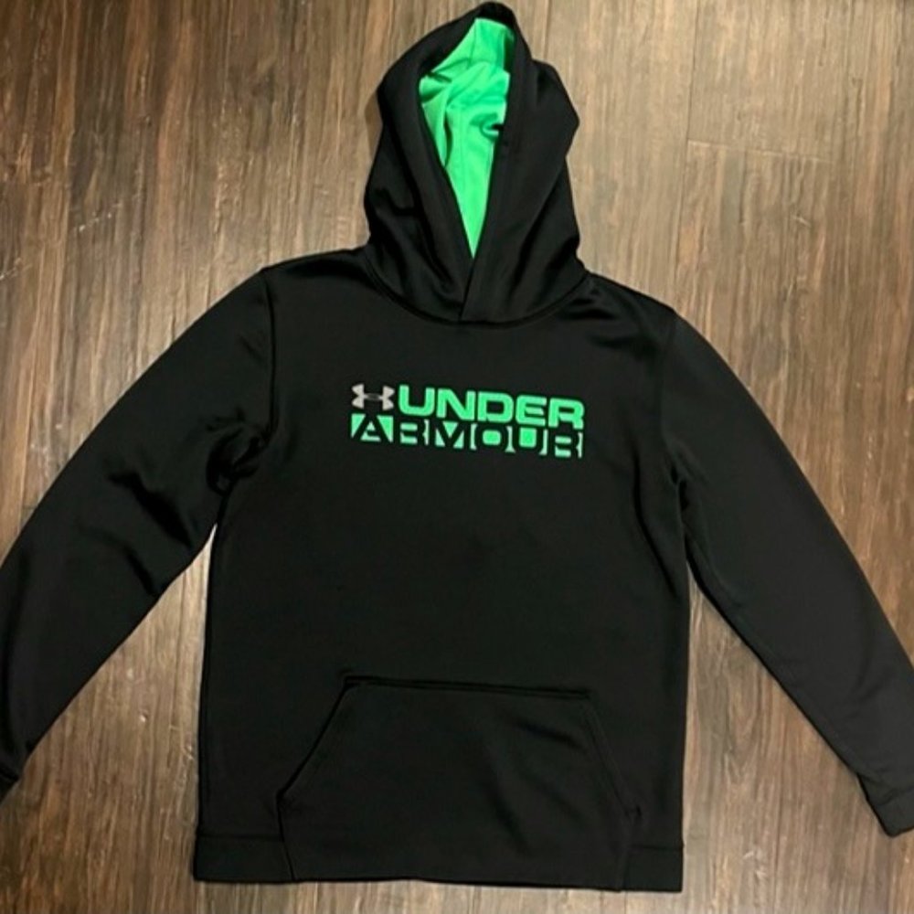 Under Armour Boys XL Hoodie Sweatshirt Black Green Activewear